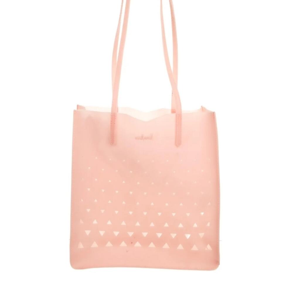 EDDIE BORGO Neiman Marcus Pink Geometric Laser Cut Jelly Tote Bag Open Top Y2K - Picture 4 of 16